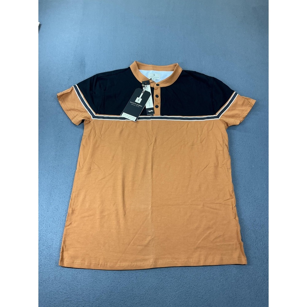 Scott James T-Shirt Dress Womens L Brown Colorblock Collared Jersey Stretch